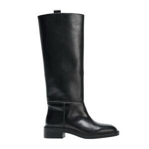 Zara black knee high equestrian riding flat boots